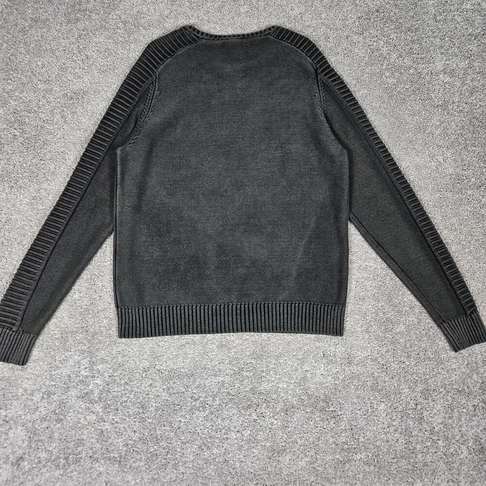 Carbon 2 Cobalt Sweater Men's Medium Charcoal V-Neck Rib Knit Cabincore Grunge - Picture 2 of 8
